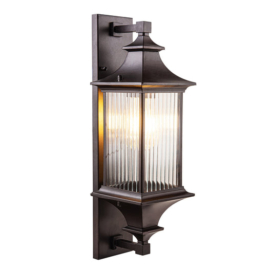 Ashford Small Bronze with Textured Glass Traditional Outdoor Coach Light