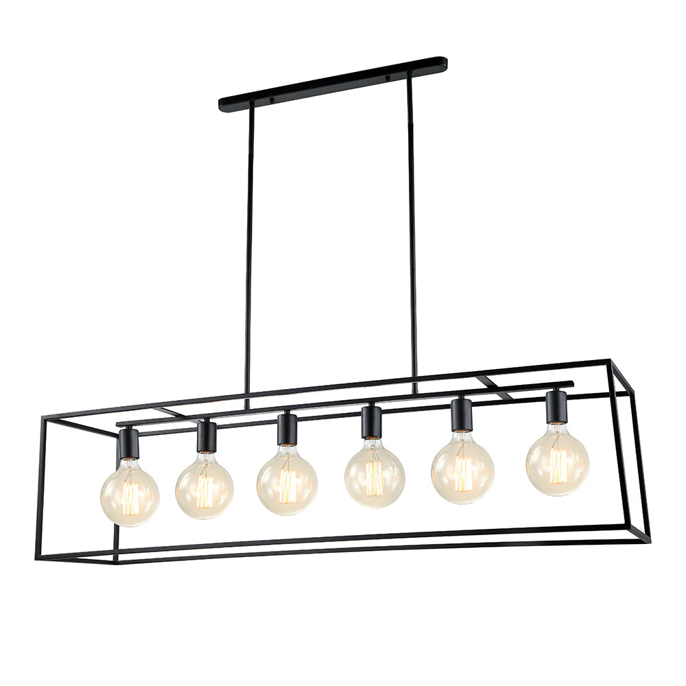 Bourke 6 Light Black Box Metal Frame Pendant