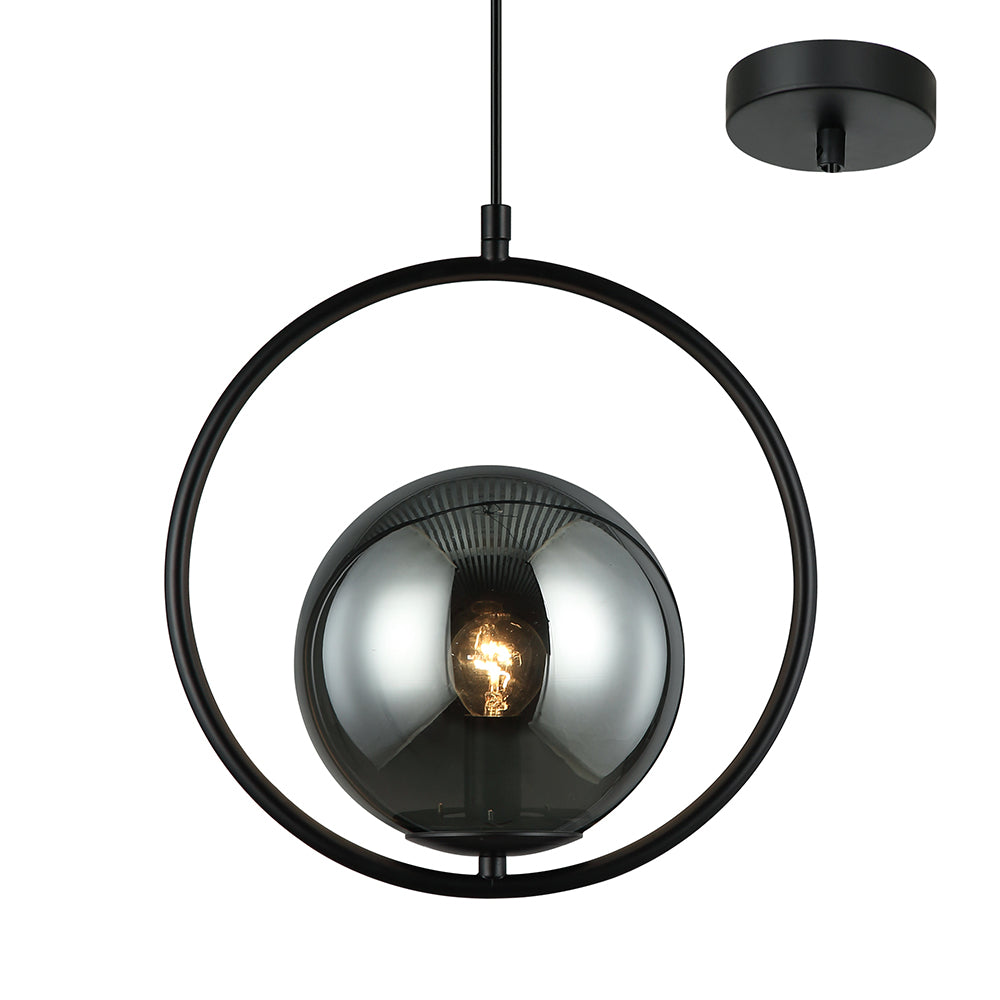 Fifi Round Black and Smoke Modern Pendant