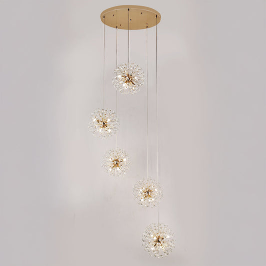 Florida 5 Piece Gold Cluster Modern Classic Crystal Chandelier