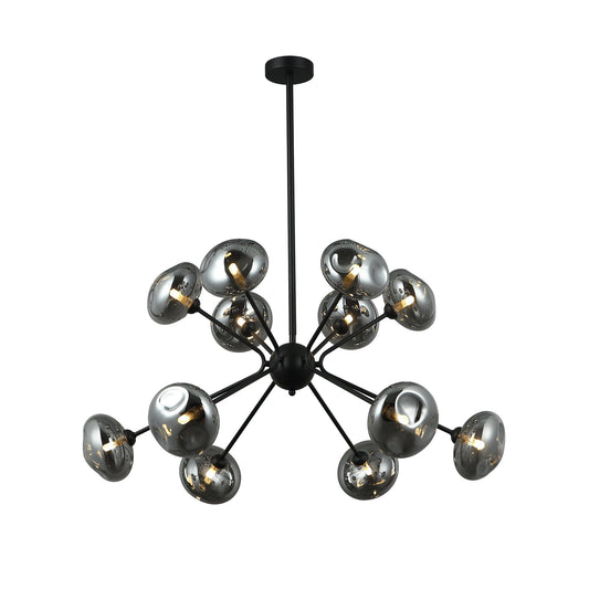 Oliver 12 Light Black and Smoke Contemporary Pendant