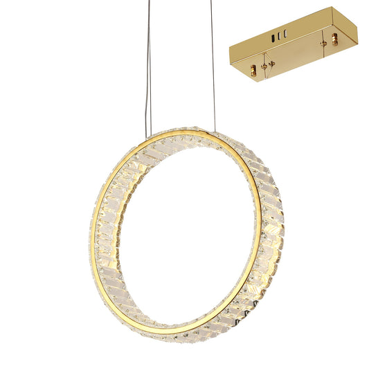 Ronda 400mm Gold and Crystal Tri-Colour Remote Controlled Chandelier