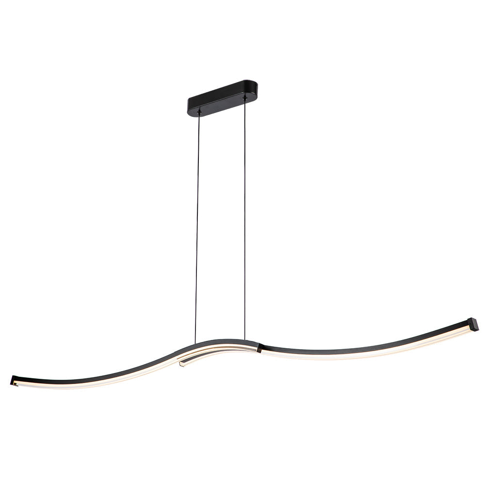 Sari 1500mm Black 3000k LED Contemporary Linear Wave Pendant