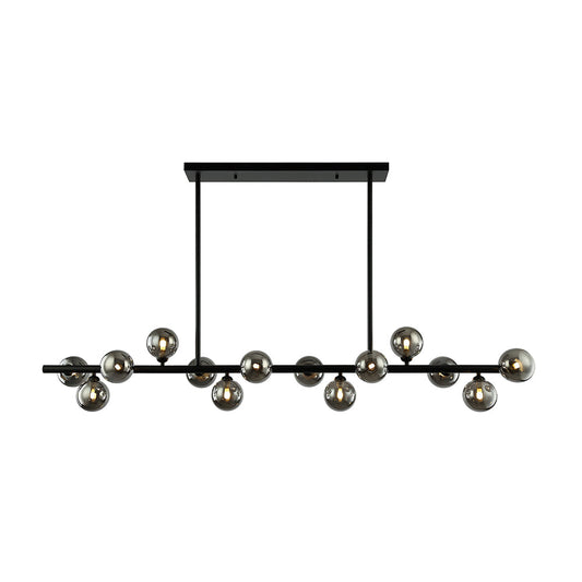 Sunita 14 Light Black and Smoke Glass Modern Retro Pendant