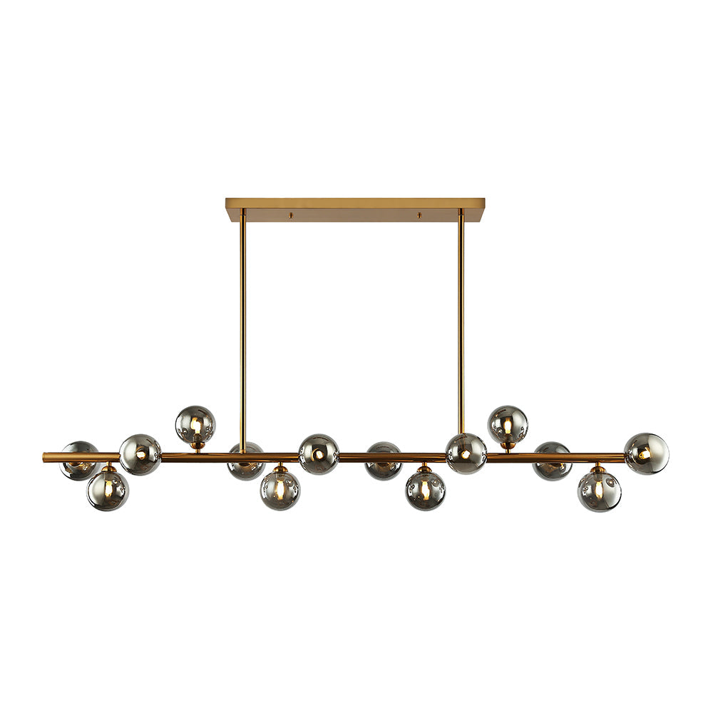 Sunita 14 Light Bronze and Smoke Glass Modern Retro Pendant