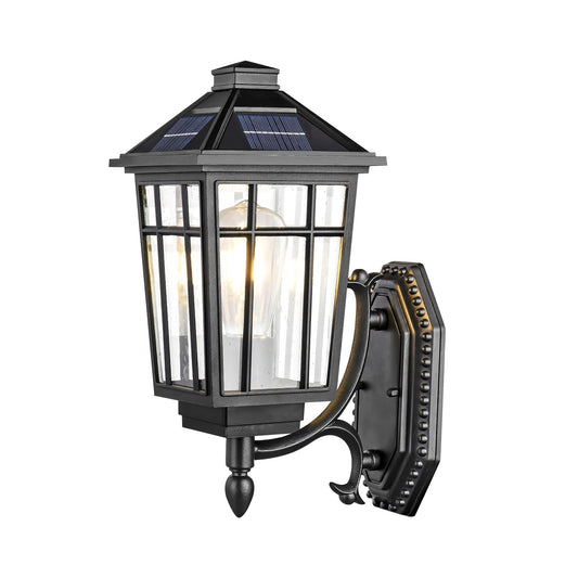 Surrey Solar Powered Black and Seeded Glass Traditional Outdoor Coach Light