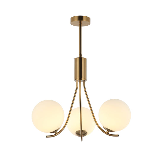 Tessa 3 Light Bronze and White Glass Modern Retro Pendant