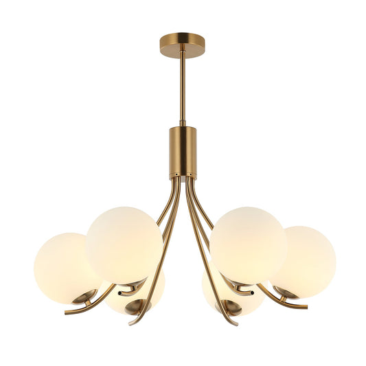 Tessa 6 Light Bronze and White Glass Modern Retro Pendant